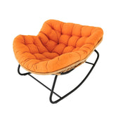 Fotoliu-balansoar cu cadru negru si perna orange Lazy Bloom Haro